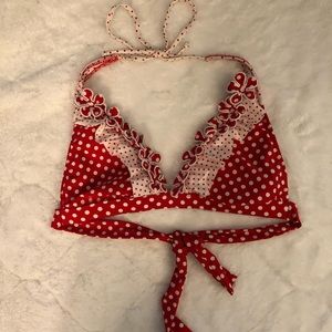 Red polka dot bathing suit top